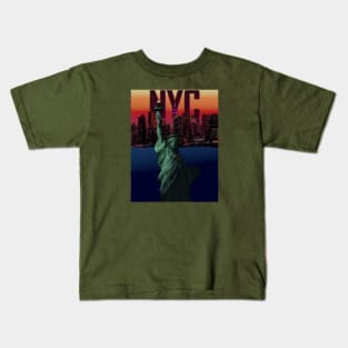 New York City, NYC Skyline, Statue of Liberty Kids T-Shirt